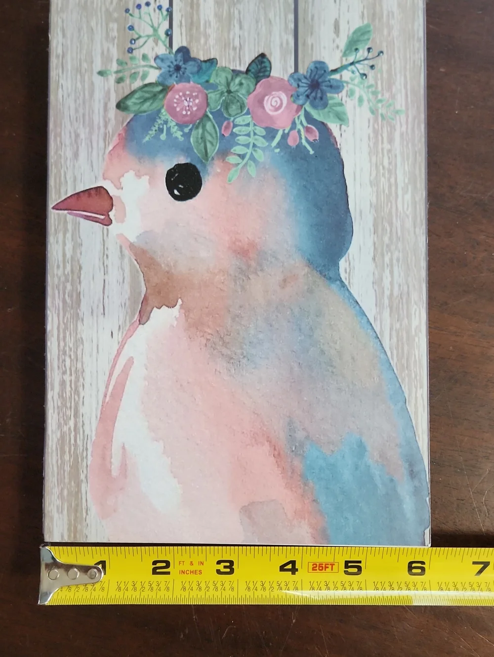 Watercolor Floral Crown Bird Wall Art Print - Pink & Blue